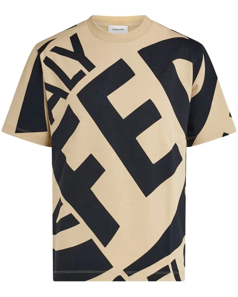 Ferragamo T-Shirt mit Logo-Print - Nude Nude