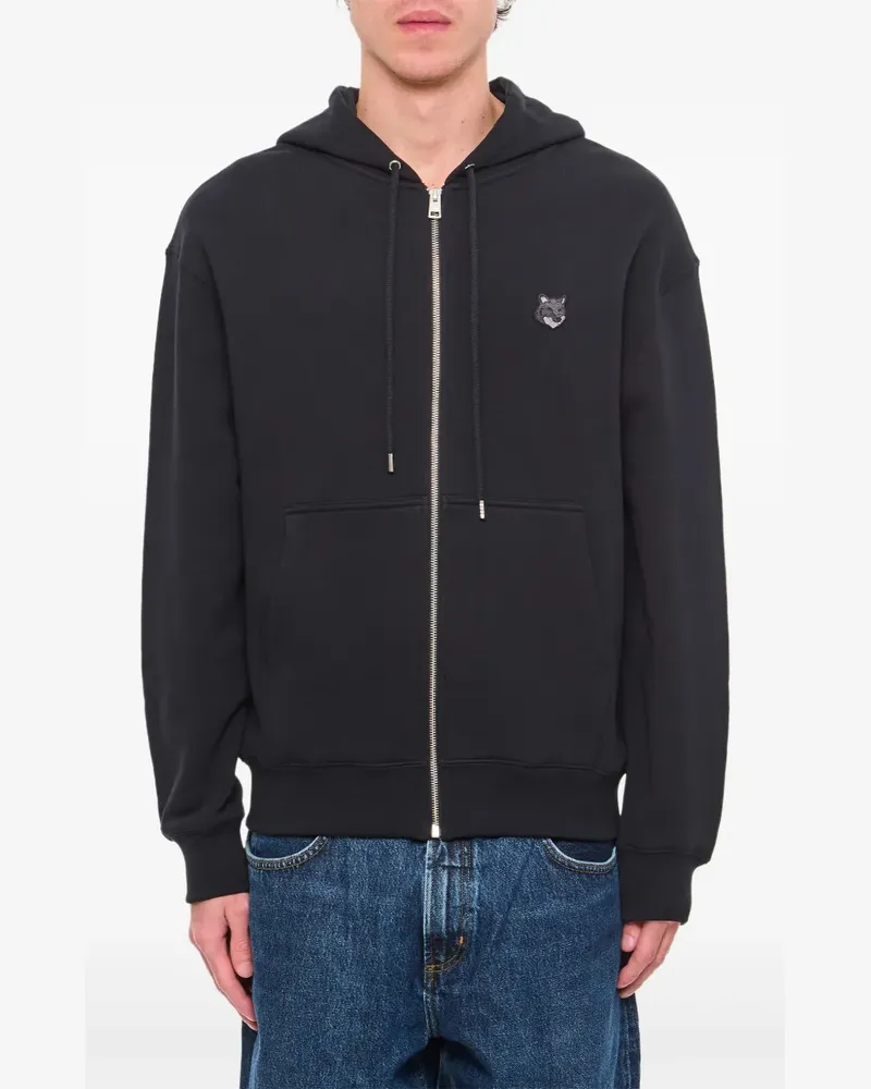 Kitsuné Hoodie mit Fox Head-Patch - Schwarz Schwarz