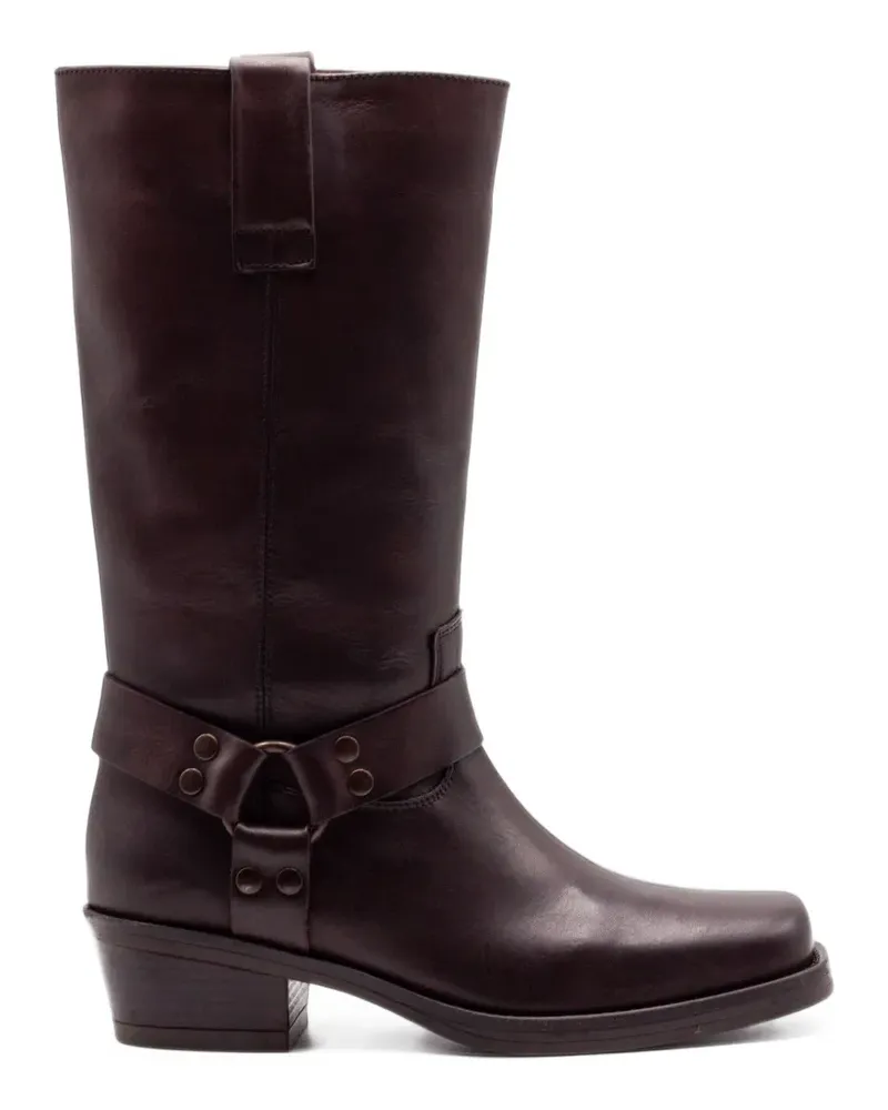 Julie Dee Bikerstiefel mit Harness-Detail - Braun Braun