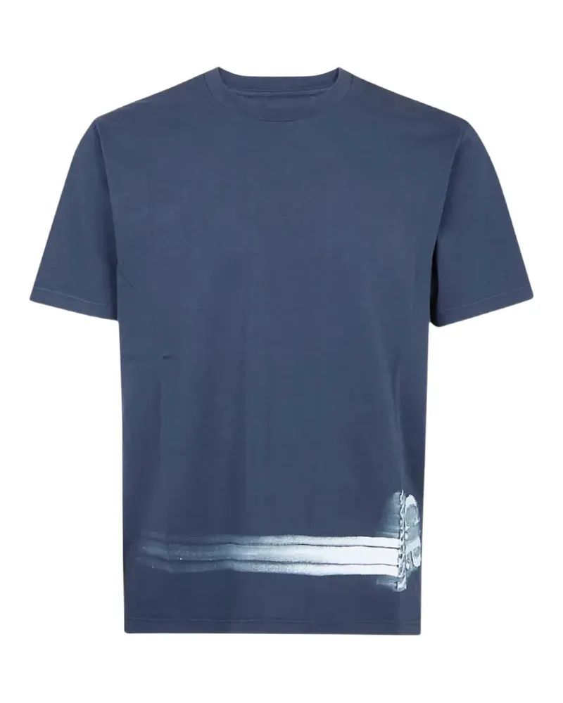 C.P. Company Handbemaltes T-Shirt mit Logo-Stickerei - Blau Blau