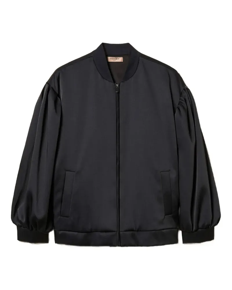 Twin-Set Geraffte Duchesse Bomberjacke - Schwarz Schwarz