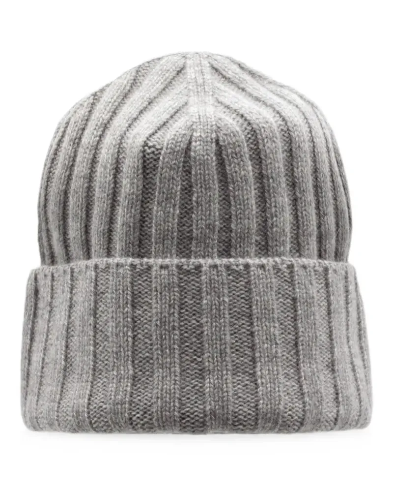 Cruciani Gerippte Beanie aus Kaschmir - Grau Grau