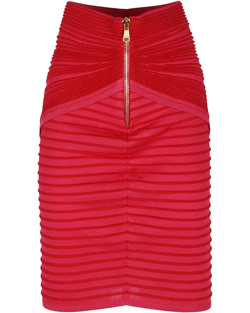Balmain Drapierter Midirock - Rot Rot