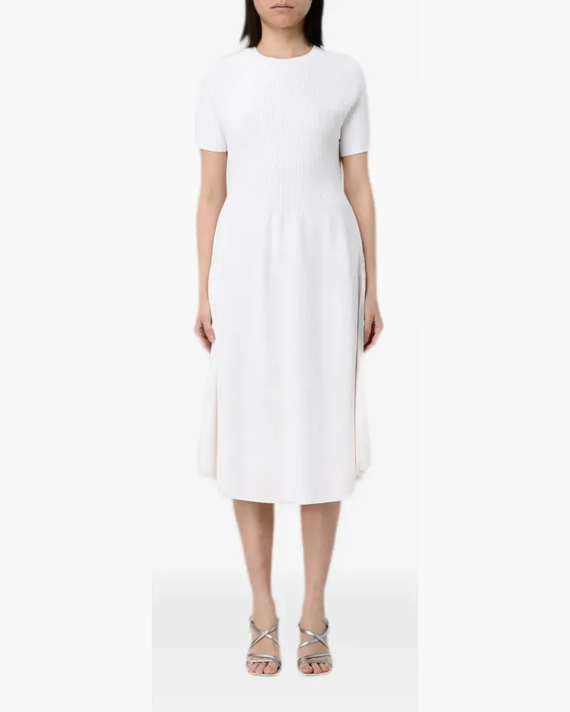 Emporio Armani ribbed-knit short-sleeve midi dress - Weiß Weiß