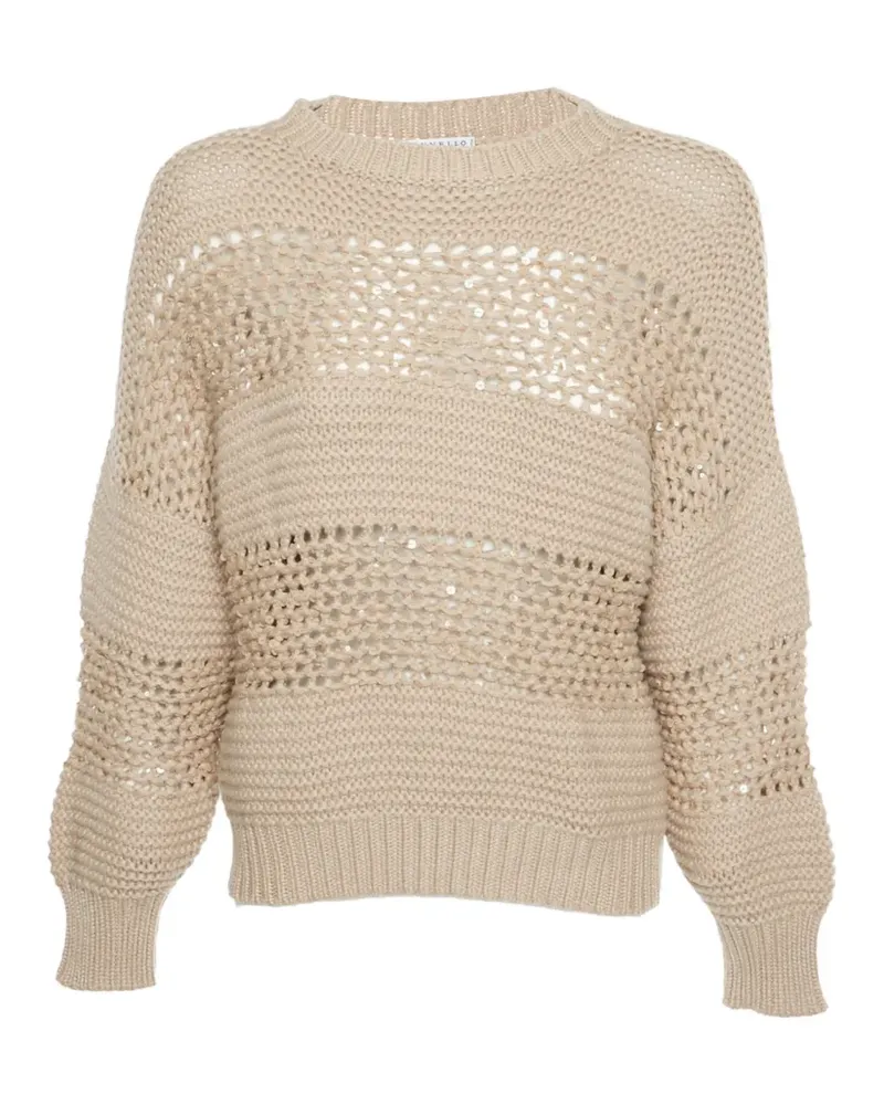 Brunello Cucinelli open-knit sequin sweater - Nude Nude