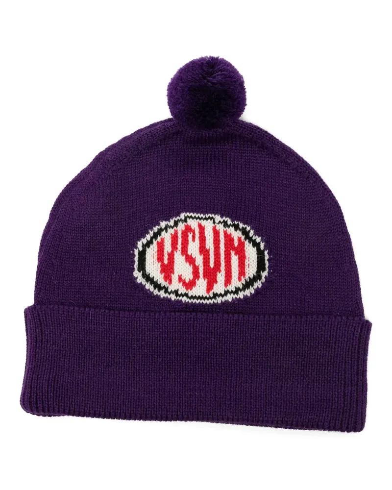 Visvim pom-pom intarsia-knit beanie hat - Violett Violett