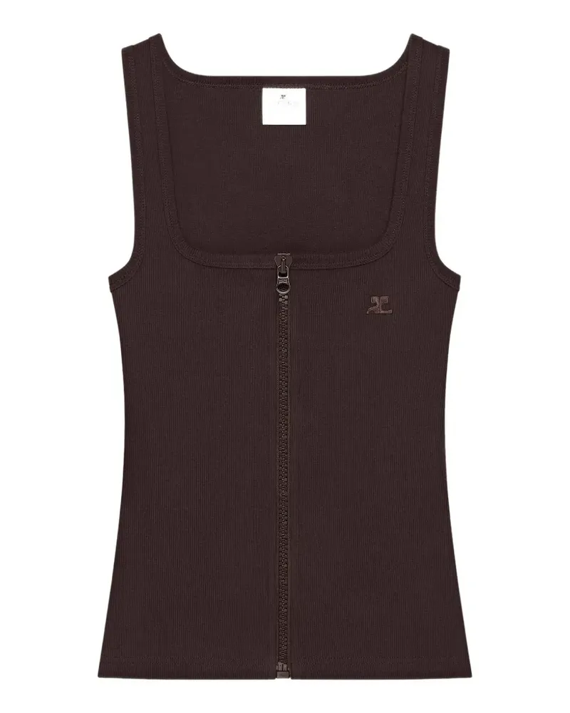 Courrèges 90 Tanktop aus geripptem Strick - Braun Braun