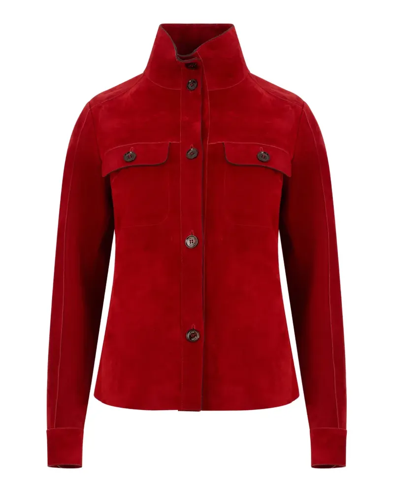 MOORER Flomena-P high-neck suede jacket - Rot Rot