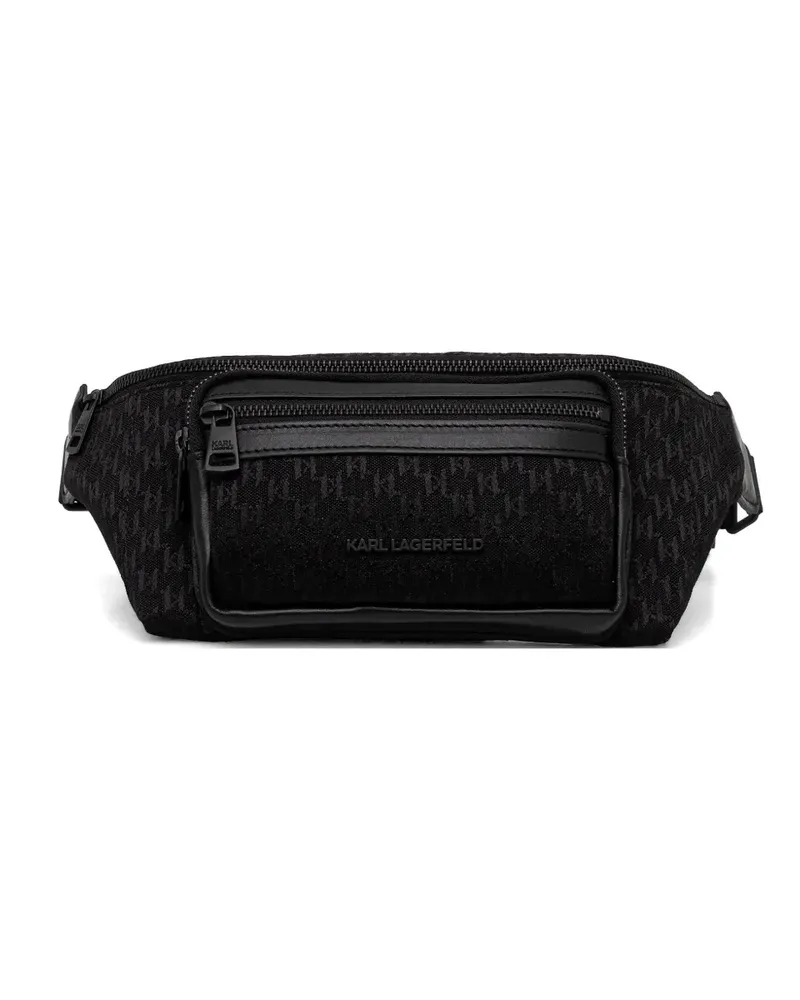 Karl Lagerfeld monogram-pattern logo-lettering belt bag - Schwarz Schwarz