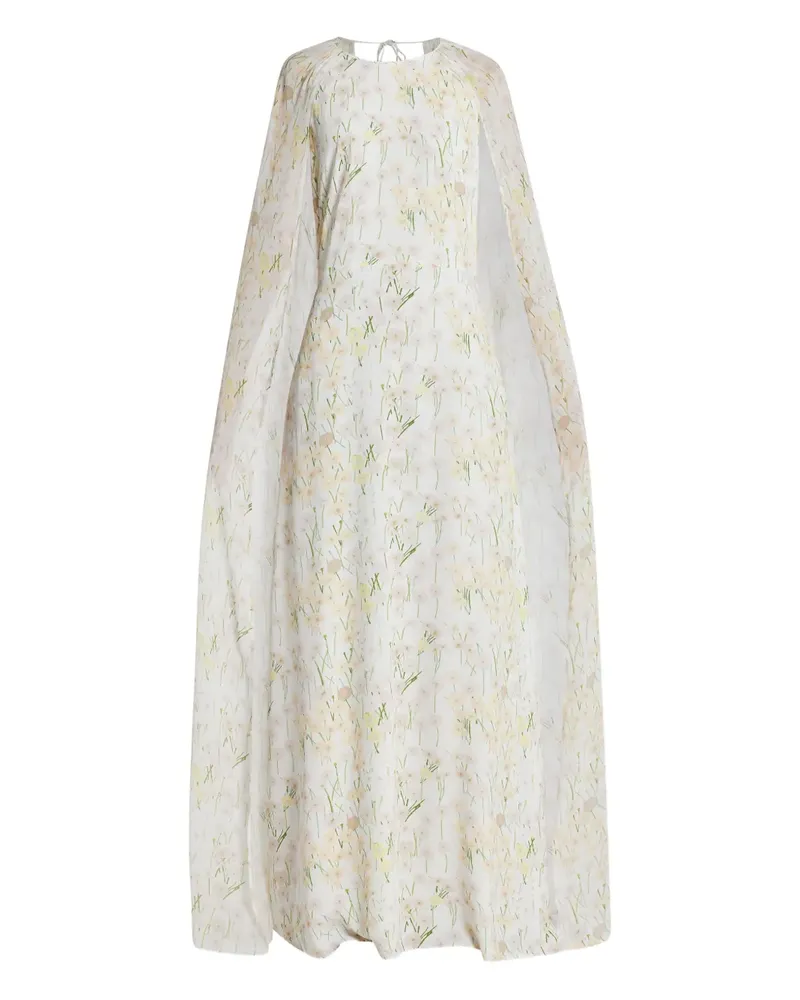 BERNADETTE Cape-Kleid mit Blumen-Print - Weiß Weiß