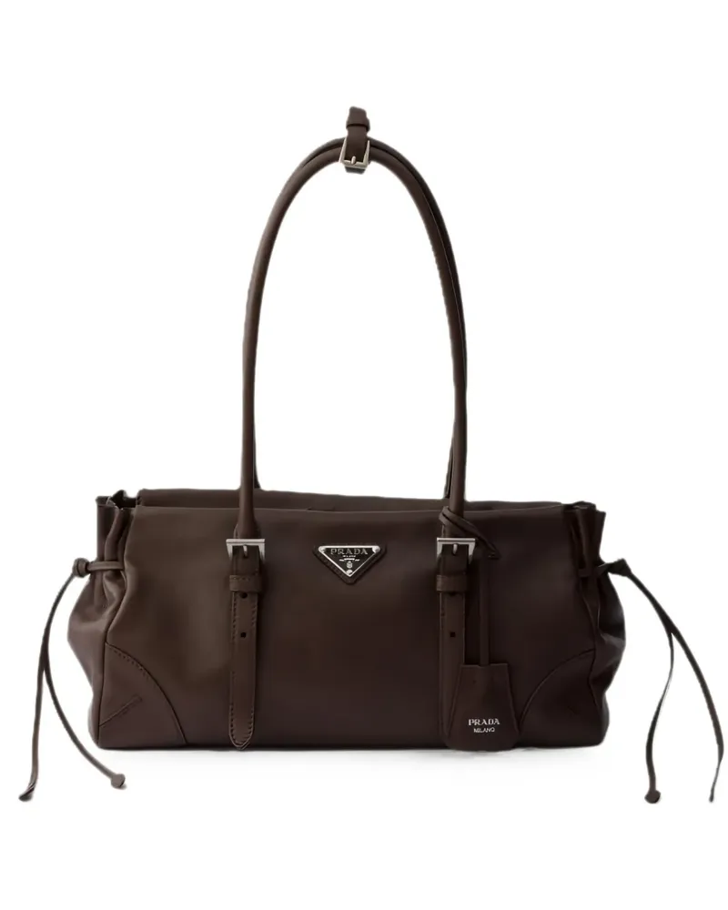 Prada buckle-detail leather tote bag - Braun Braun