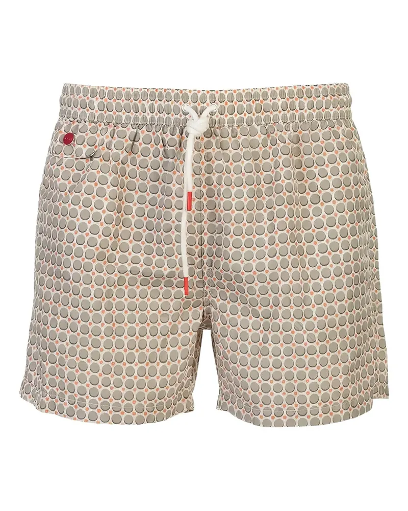Kiton geometric-print swim shorts - Nude Nude