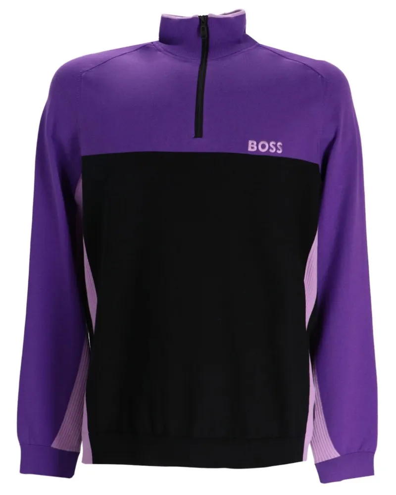 HUGO BOSS Sweatshirt in Colour-Block-Optik - Violett Violett