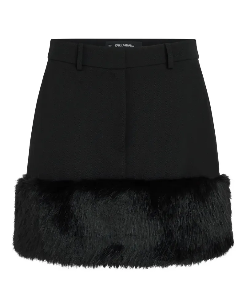 Karl Lagerfeld Minirock mit Faux Fur - Schwarz Schwarz