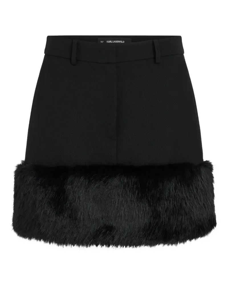 Karl Lagerfeld Minirock mit Faux Fur - Schwarz Schwarz