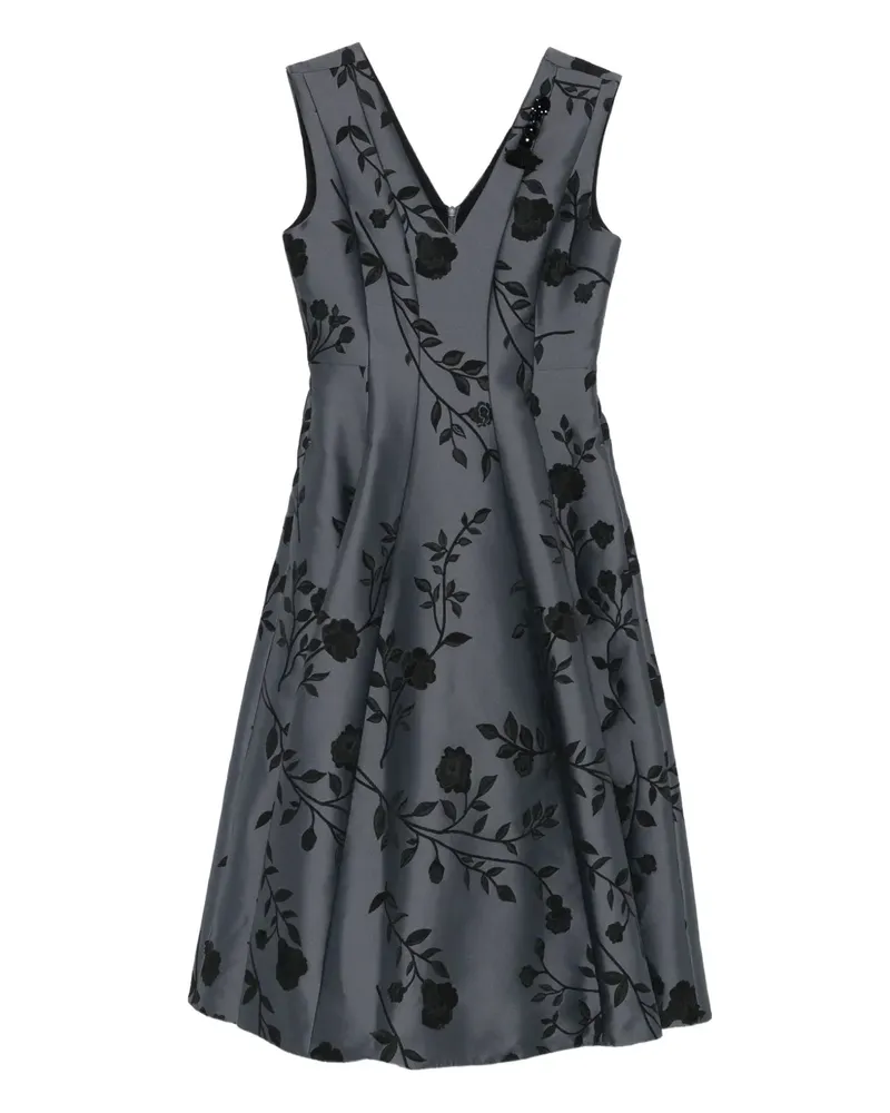 Max Mara Geblümtes Minikleid mit V-Ausschnitt - Grau Grau