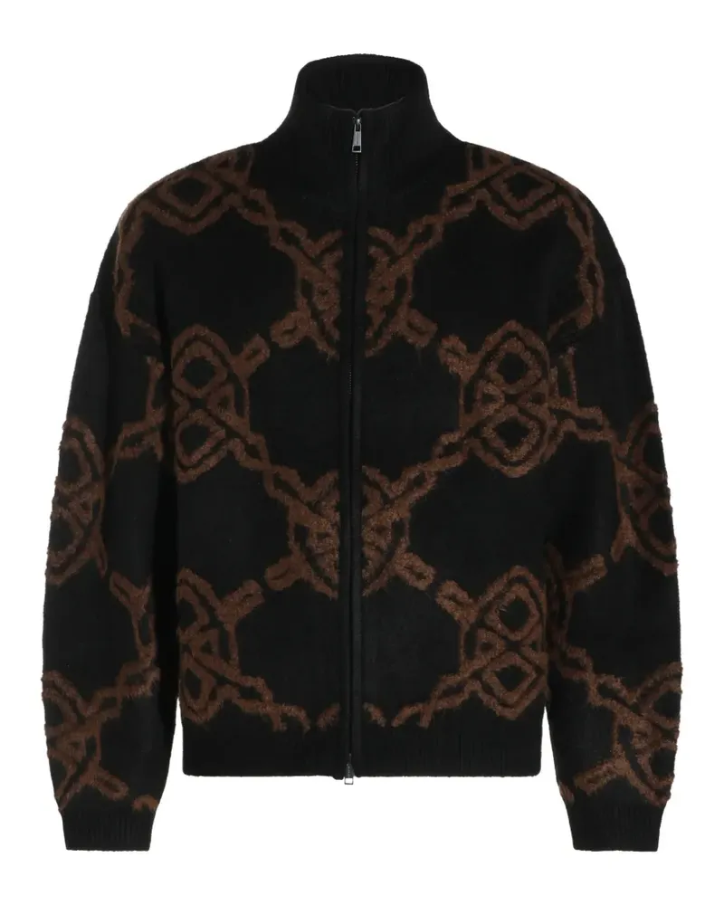 Daily Paper Black Shield monogram-pattern zip-up sweater - Schwarz Schwarz