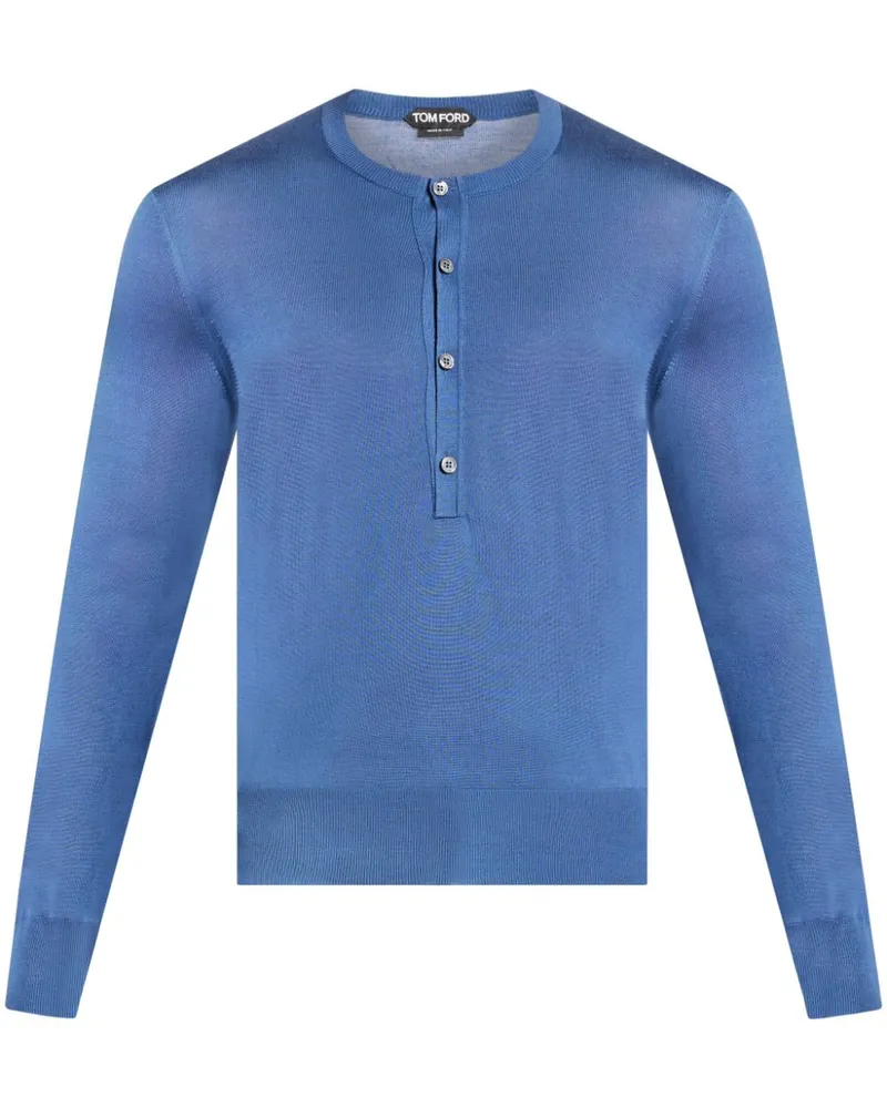 Tom Ford Henley-Oberteil aus Seide - Blau Blau