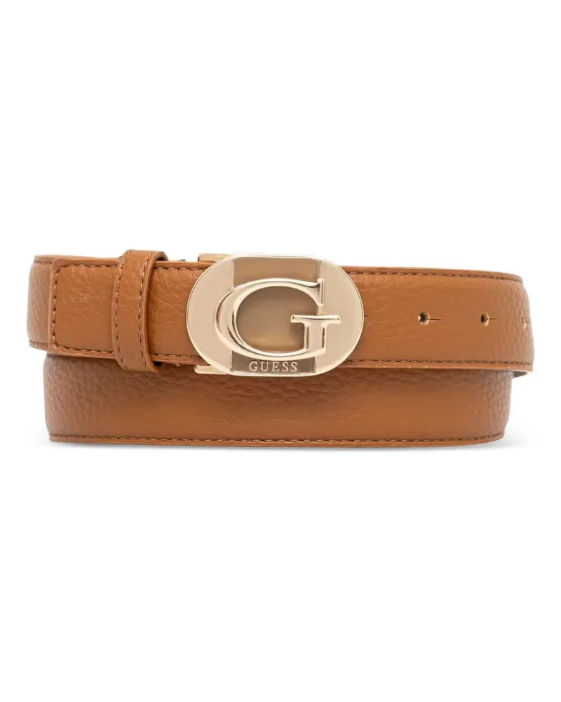 Guess logo-plaque pebbled belt - Braun Braun