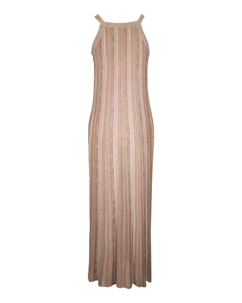 D.EXTERIOR sequin-embellished striped dress - Nude Nude