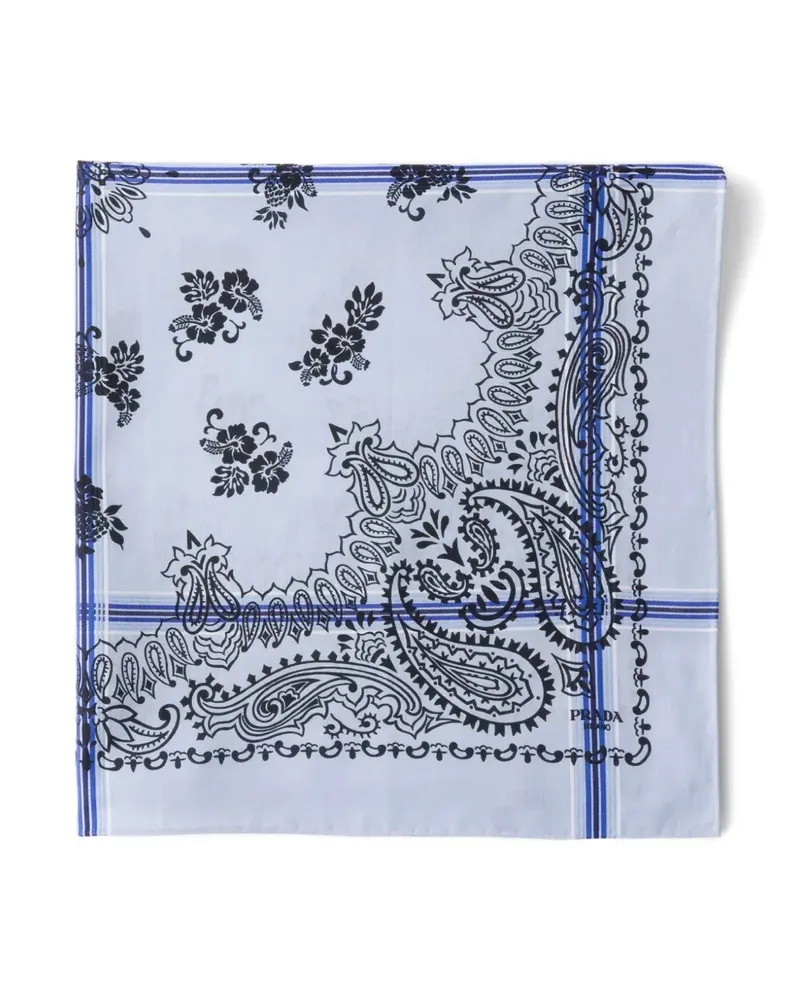 Prada Baumwollschal mit Print 65 - Blau Blau