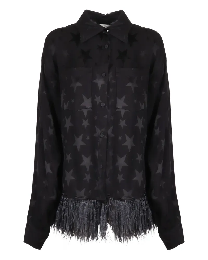 SHIRTAPORTER star-print fringed jacket - Schwarz Schwarz