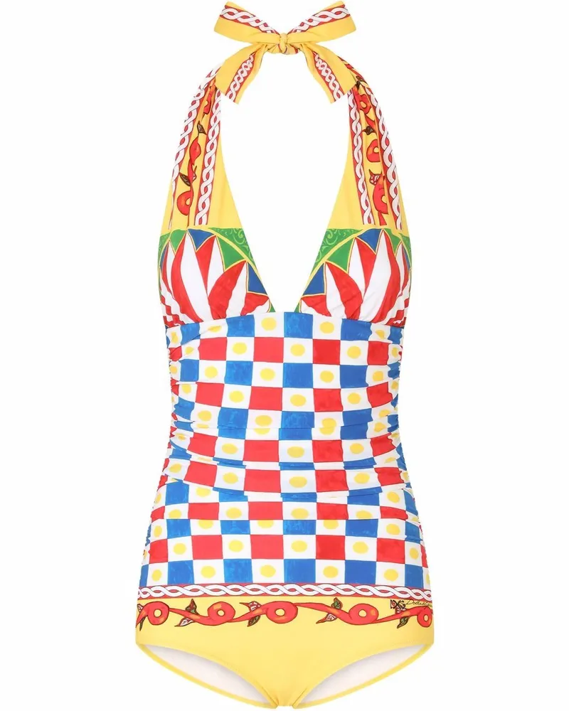 Dolce & Gabbana Badeanzug mit Carretto-Print - Gelb Gelb