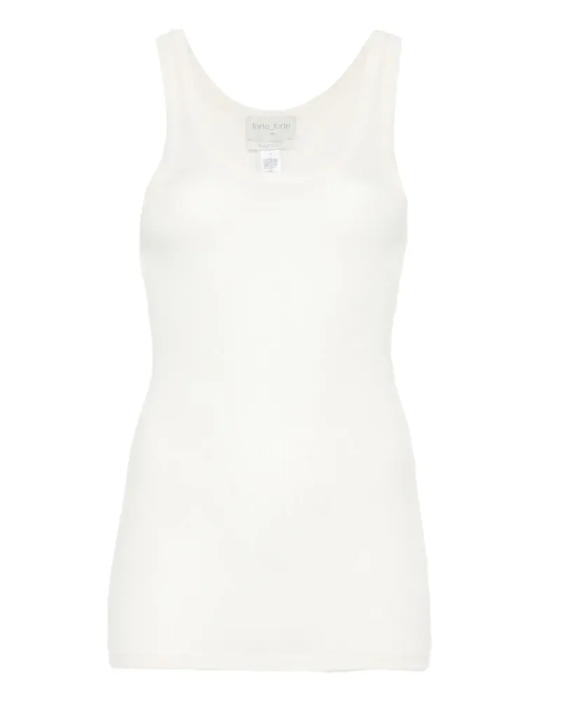 forte_forte Geripptes Top - Weiß Weiß