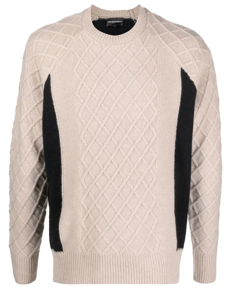 Emporio Armani Pullover in Colour-Block-Optik - Nude Nude