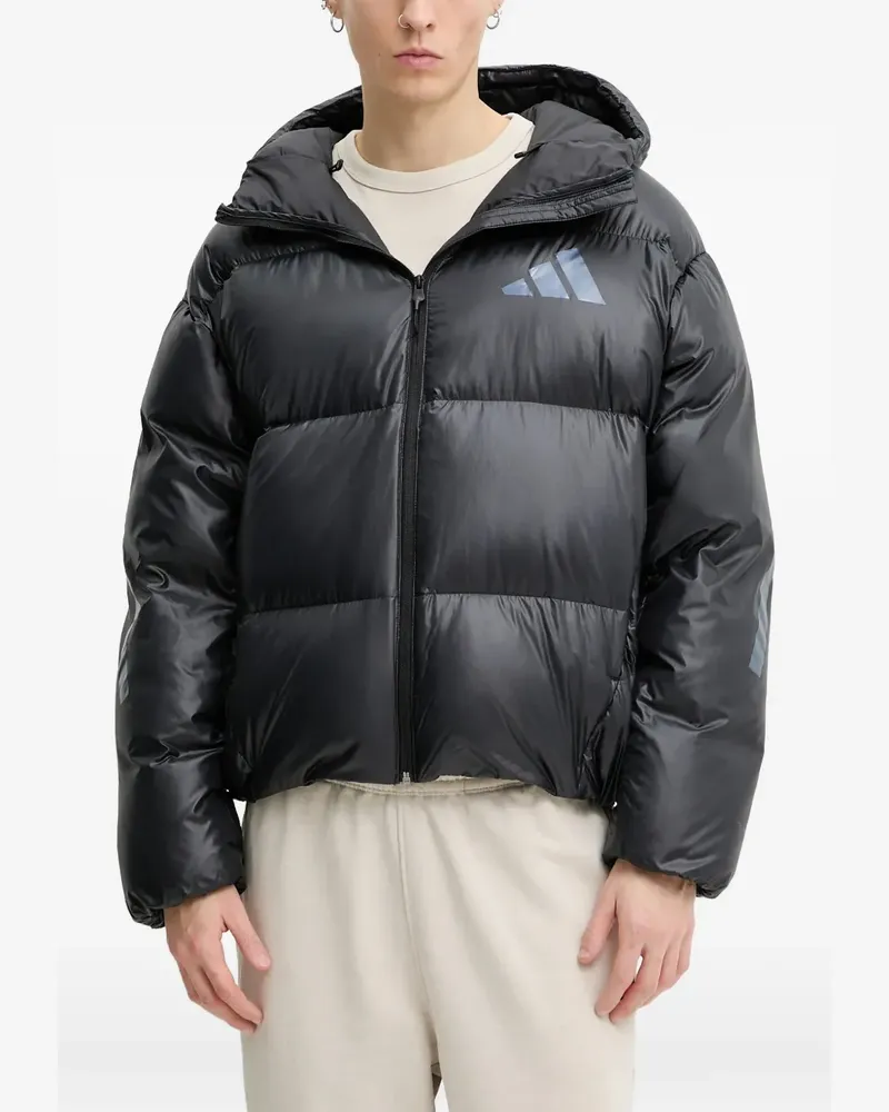 adidas logo-print hooded jacket - Schwarz Schwarz