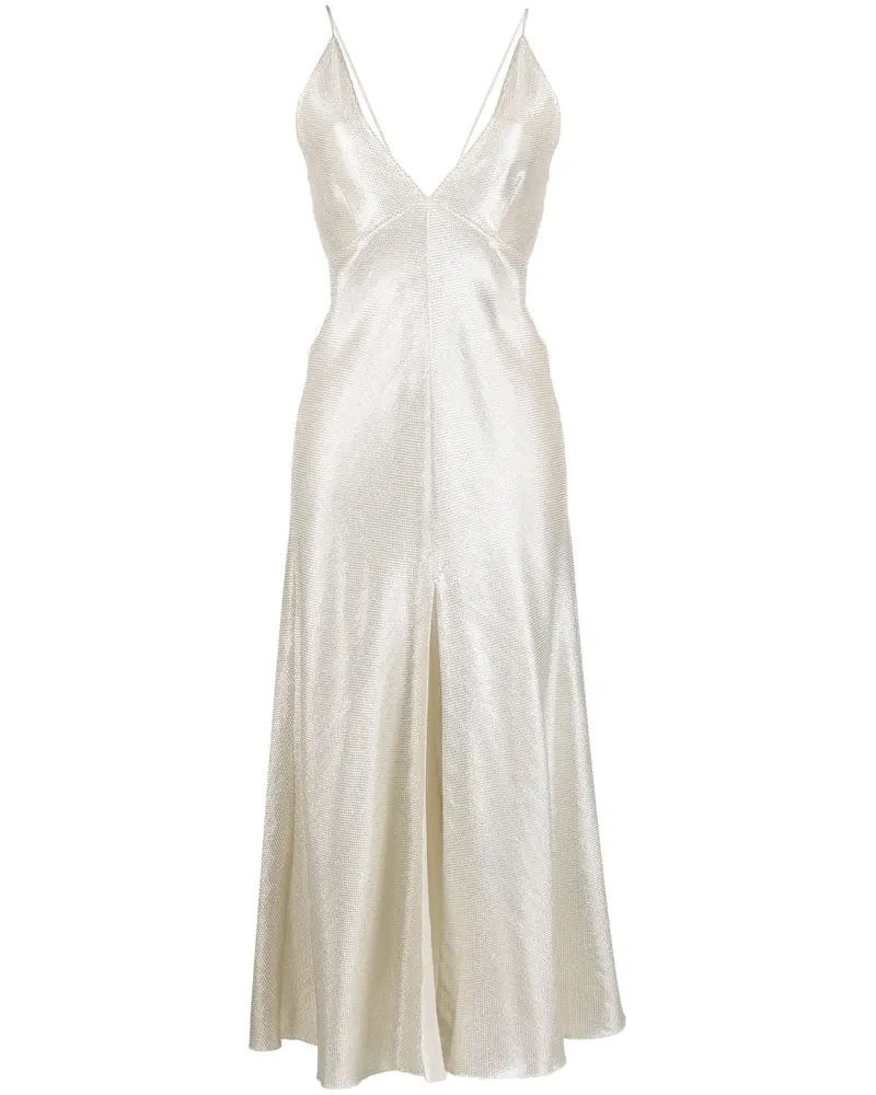 forte_forte Kleid mit tiefem V-Ausschnitt - Silber Silber