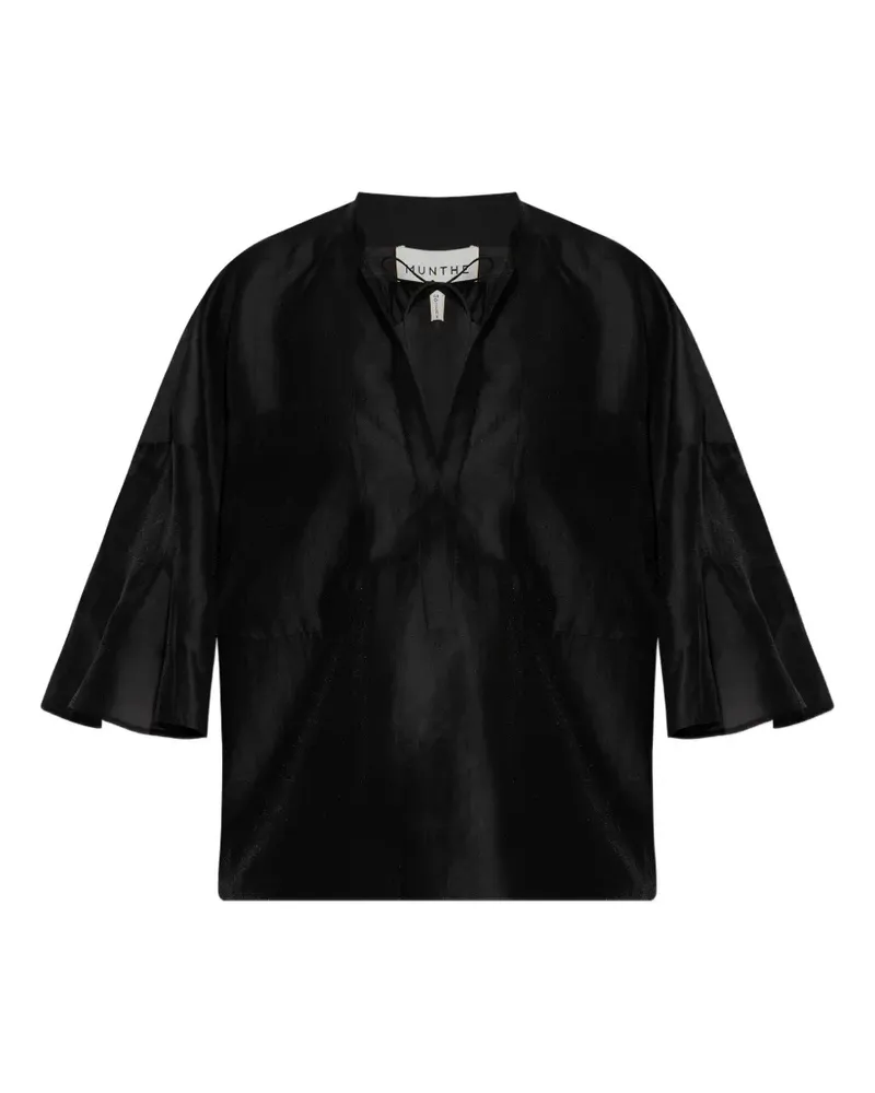 MUNTHE Bluse mit ausgestellten Ärmeln - Schwarz Schwarz
