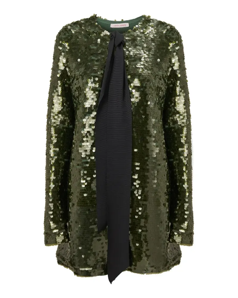 Carolina Herrera New York Cape mit Pailletten und Schleifenverschluss - Grün Grün