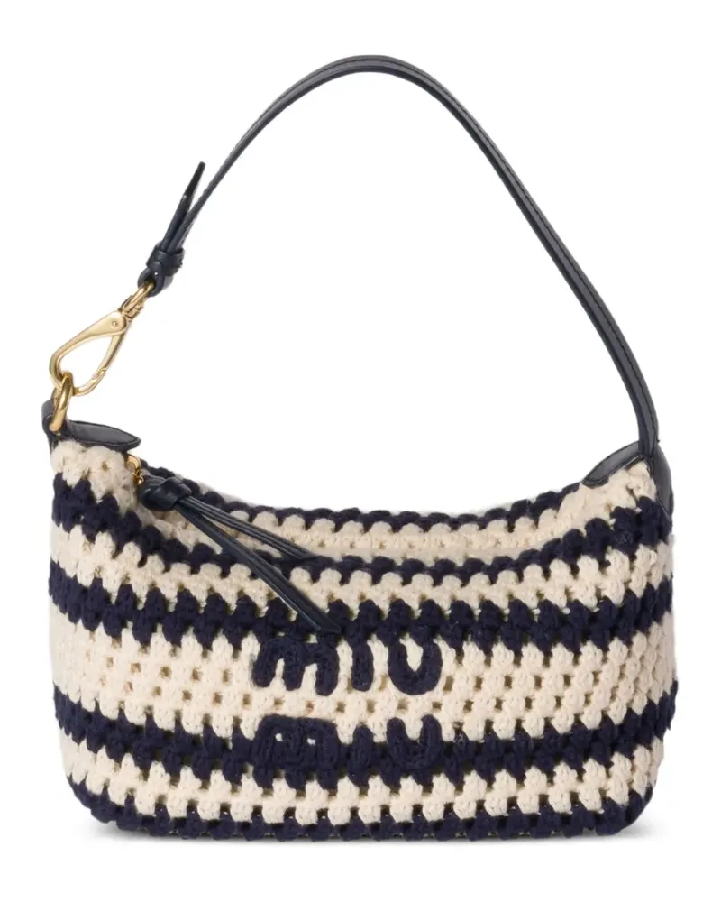 Miu Miu Gestreifte Schultertasche - Blau Blau