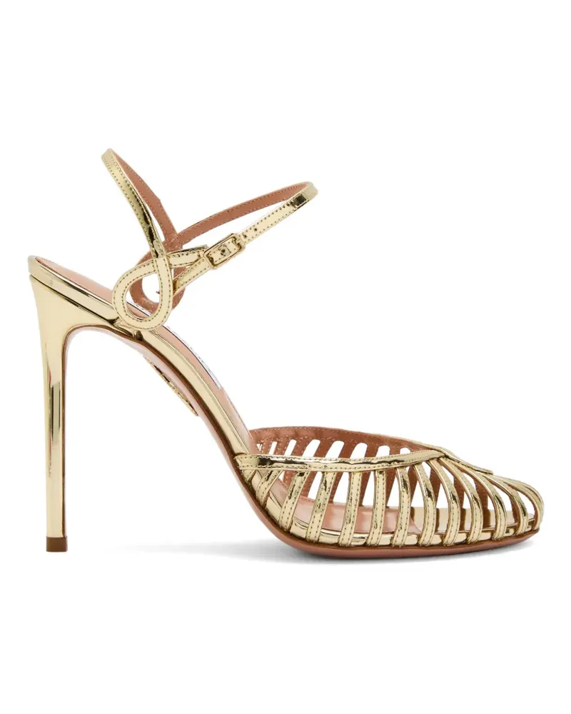 Aquazzura Sweet Surrender 105 metallic leather pumps - Gold Gold