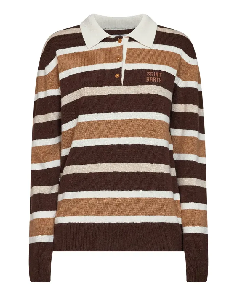 MC2 Saint Barth Hadidy wool and cashmere blend polo collar knit with multicolor stripes - Braun Braun