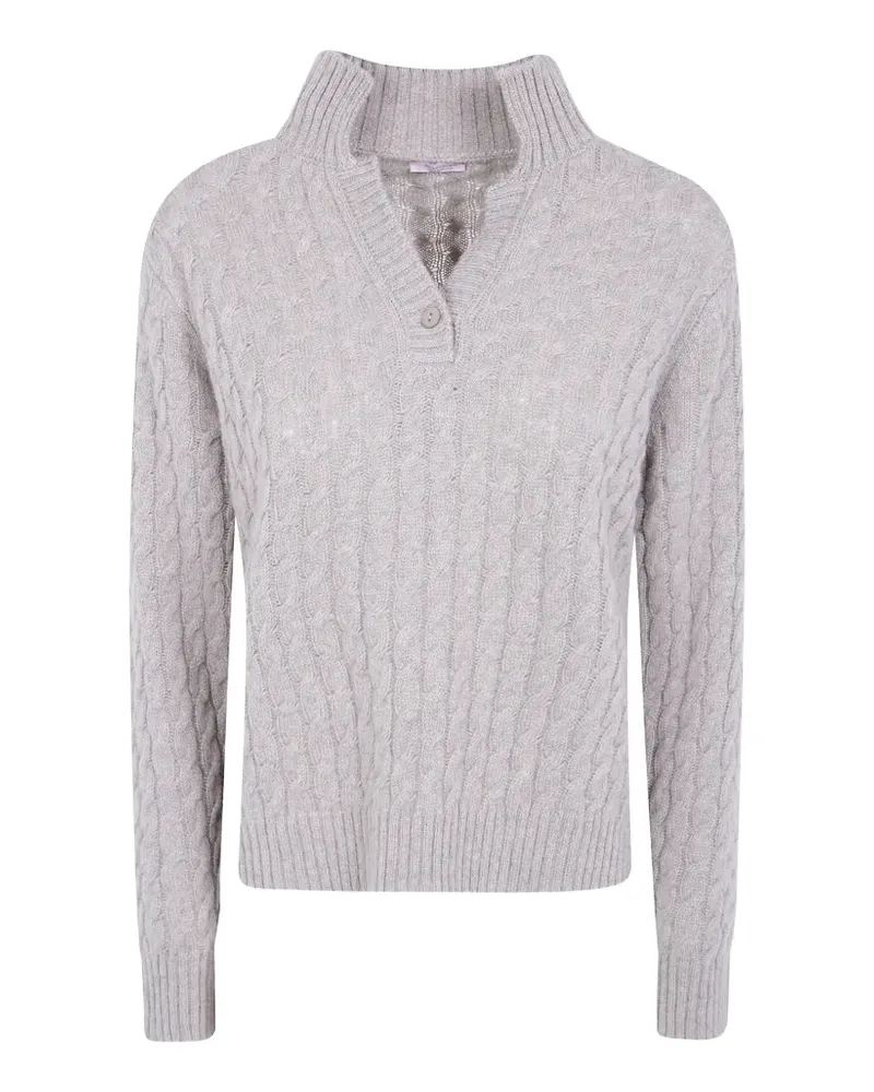 ROSSOPURO Pullover mit Zopfmuster und Knopfleiste - Nude Nude
