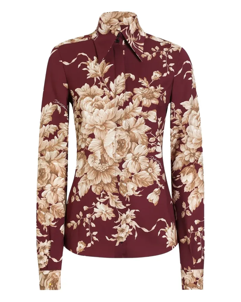 Dolce & Gabbana Hemd mit Rosenprint - Rot Rot