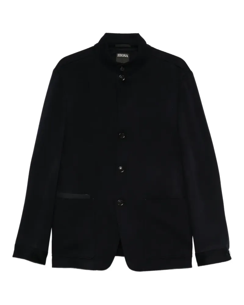 Ermenegildo Zegna Jacke mit Mandarinkragen-Patch - Schwarz Schwarz