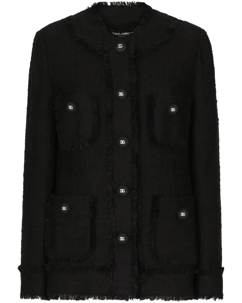 Dolce & Gabbana Einreihige Tweed-Jacke - Schwarz Schwarz