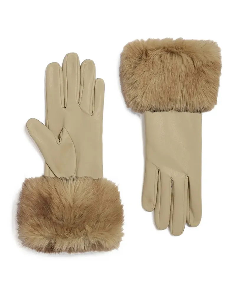 APPARIS Betty faux-fur-trim gloves - Nude Nude