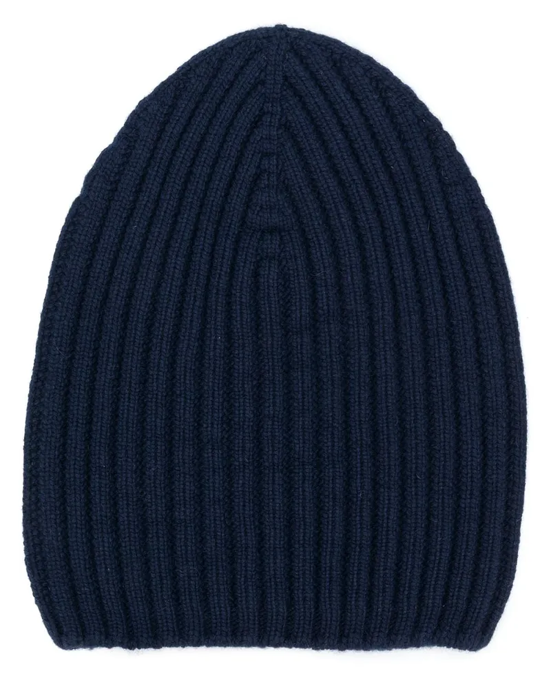 Barrie Gerippte Kaschmirbeanie - Blau Blau