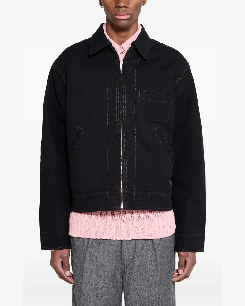 Stüssy Work contrast-stitch collared jacket - Schwarz Schwarz