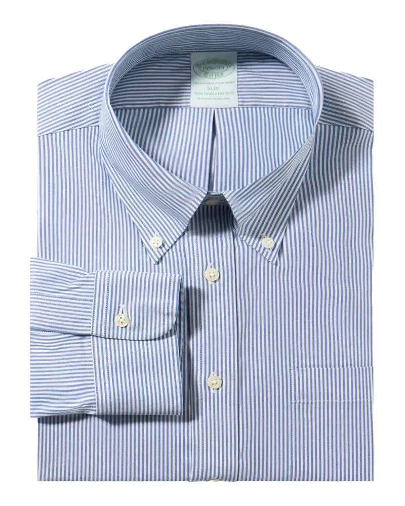 Brooks Brothers Gestreiftes Hemd mit Knopfverschluss - Blau Blau