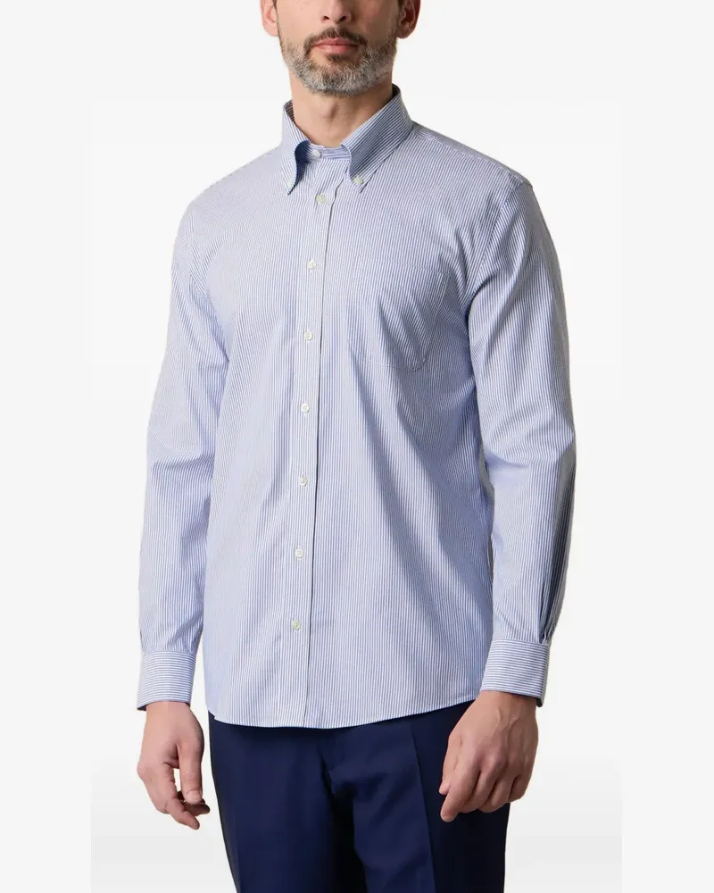 Brooks Brothers Gestreiftes Hemd mit Knopfverschluss - Blau Blau