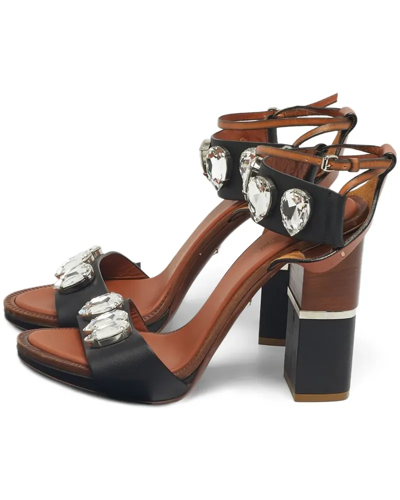 Roberto Cavalli leather crystal sandals - Schwarz Schwarz