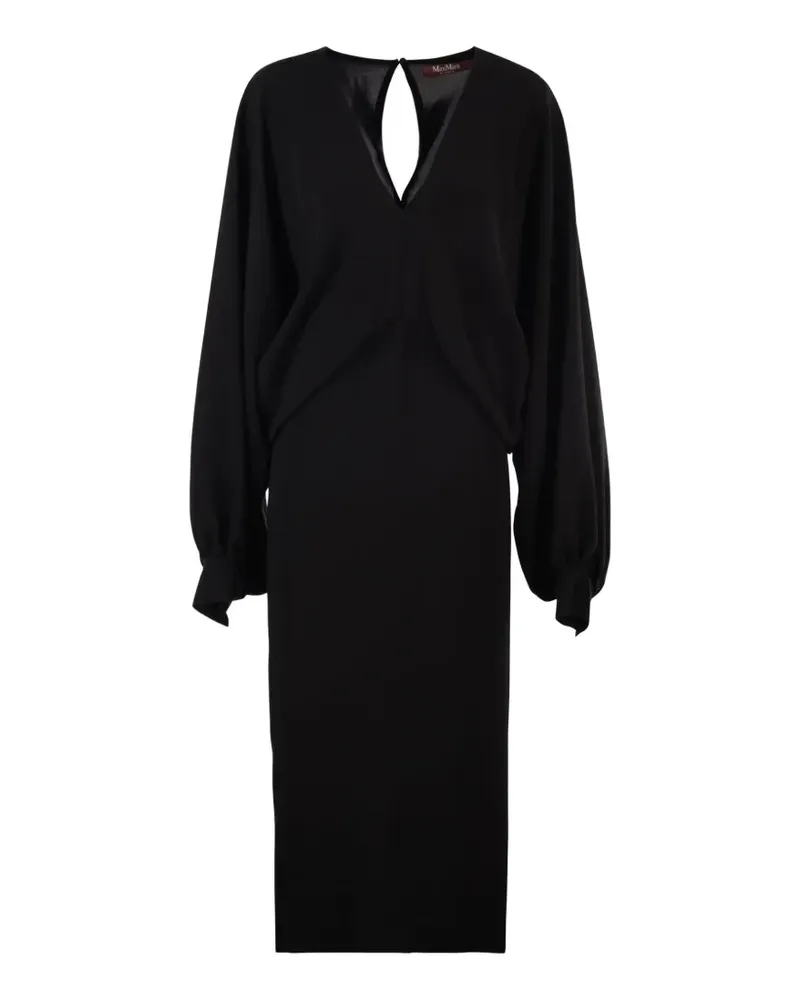 Max Mara draped long-sleeve midi dress - Schwarz Schwarz