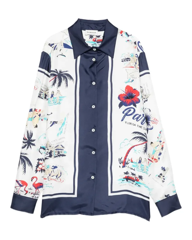 P.A.R.O.S.H. P.A.R.O H. Scard Hemd mit Print - Weiß Weiß