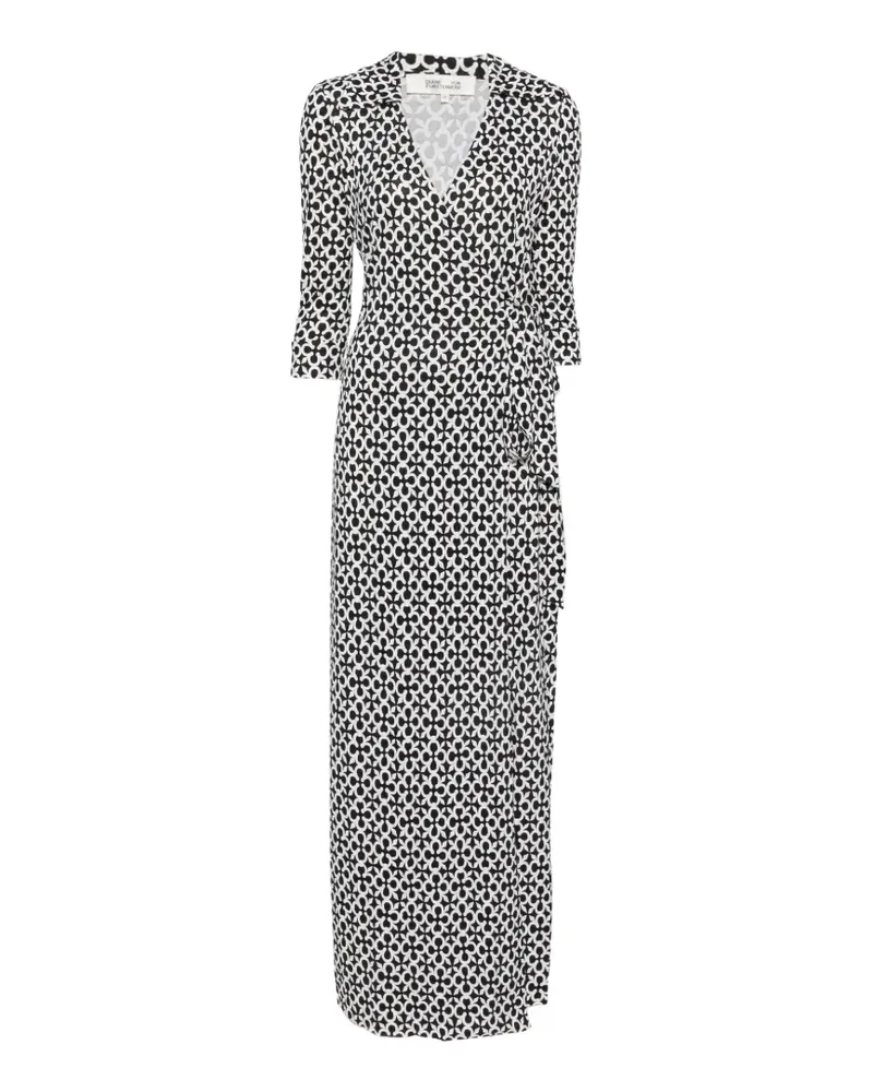Diane von Furstenberg Gewickeltes Maxikleid mit Quatrefoil-Print - Schwarz Schwarz