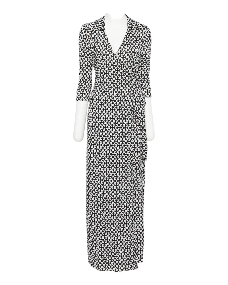 Diane von Furstenberg quatrefoil-print wrap maxi dress - Schwarz Schwarz